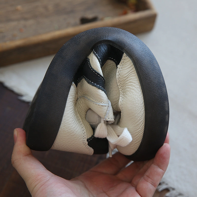 Best Workout Sneakers Women Retro Cowhide Patchwork Soft Sneakers