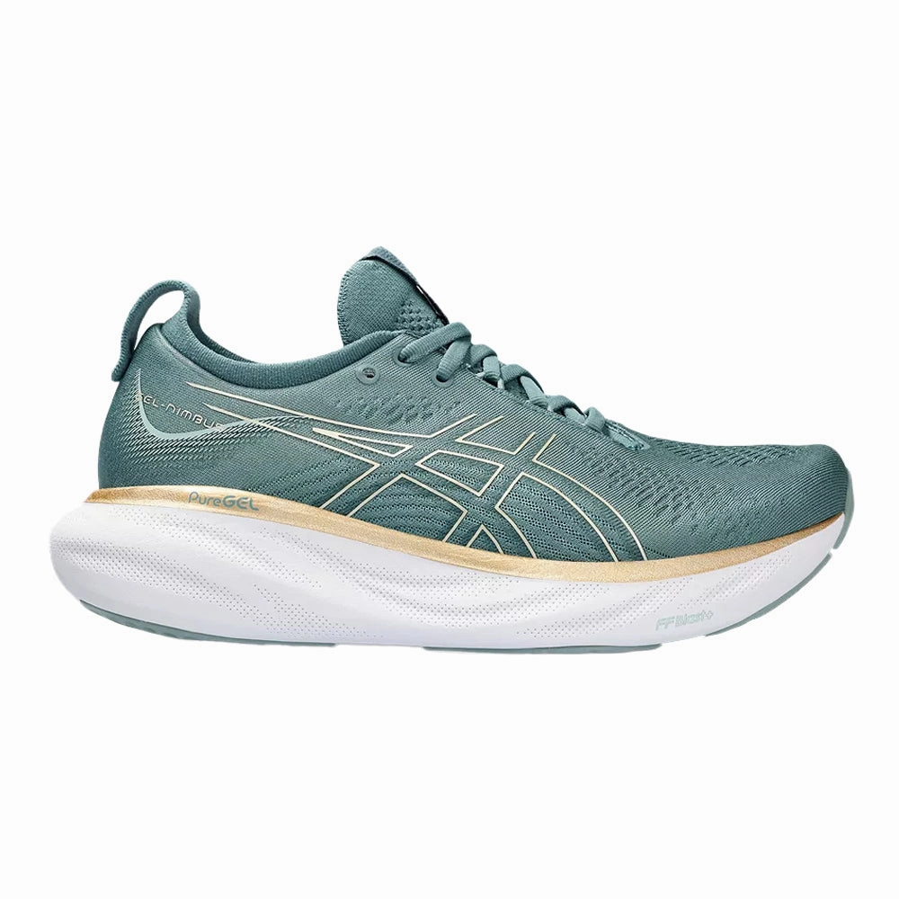 Asics Trail Running Shoes Review Women's Asics Gel-Nimbus 25, Foggy Teal/Champagne, 11 B Medium