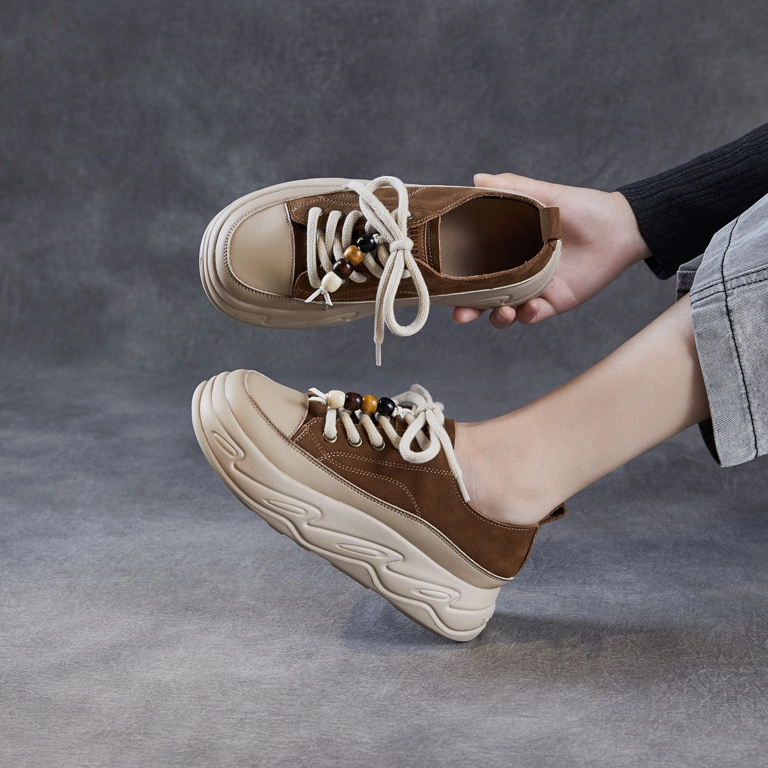 Free People Sneakers Women's Casual Fashion Leather Platform Sneakers