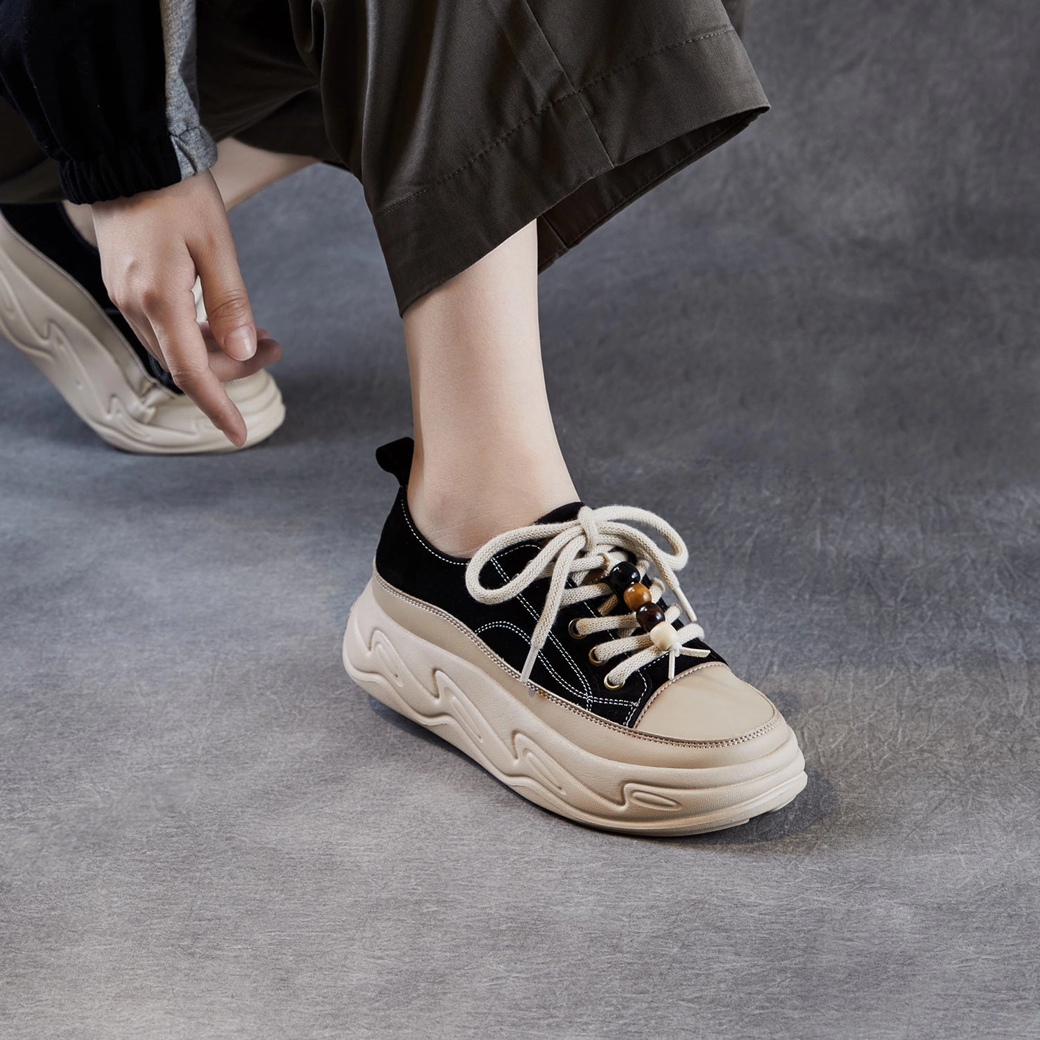 Women's Casual Fashion Leather Platform Sneakers Sneakers Boots