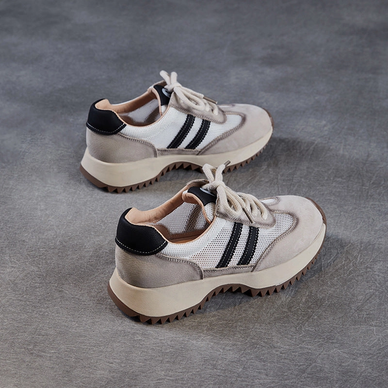 Women Styilsh Hollow Mesh Leather Casual Sneakers Athletic Sneakers