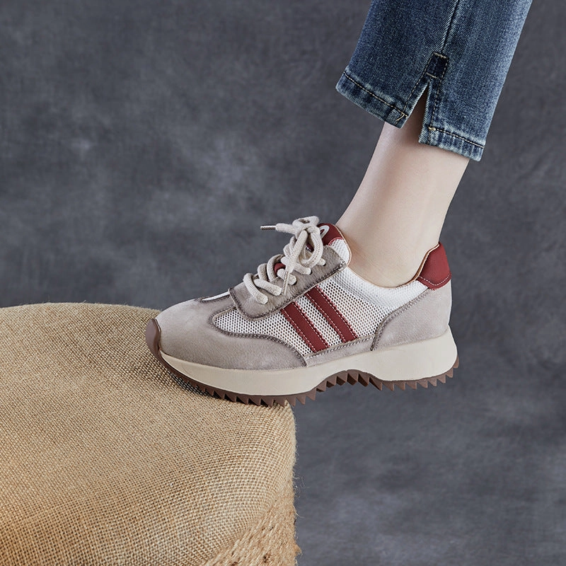 Athletic Sneakers Shoes Women Styilsh Hollow Mesh Leather Casual Sneakers