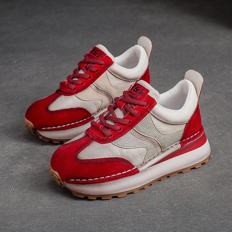 Berness Sneakers Women Stylish Leather Patchwork Casual Sneakers