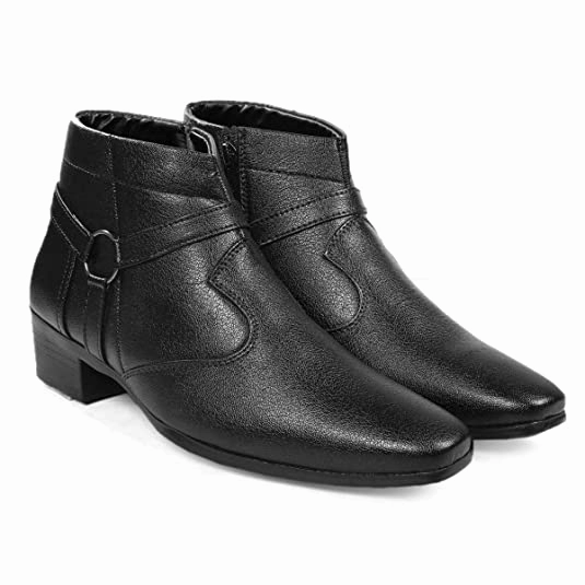 Height Increasing  Synthetic Material Strap Boot For Men's-JonasParamount Chelsea Boots For Men High Heel