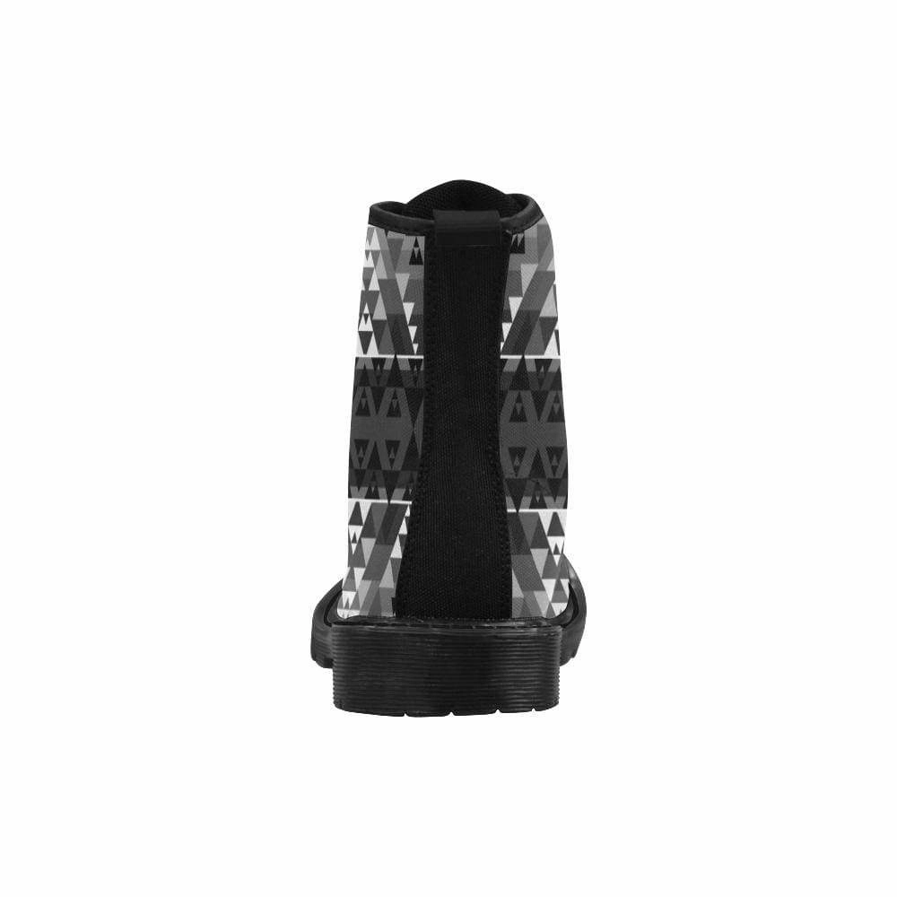 Writing on Stone Black and White Boots for Men (Black) Combat Boots With Boot Socks