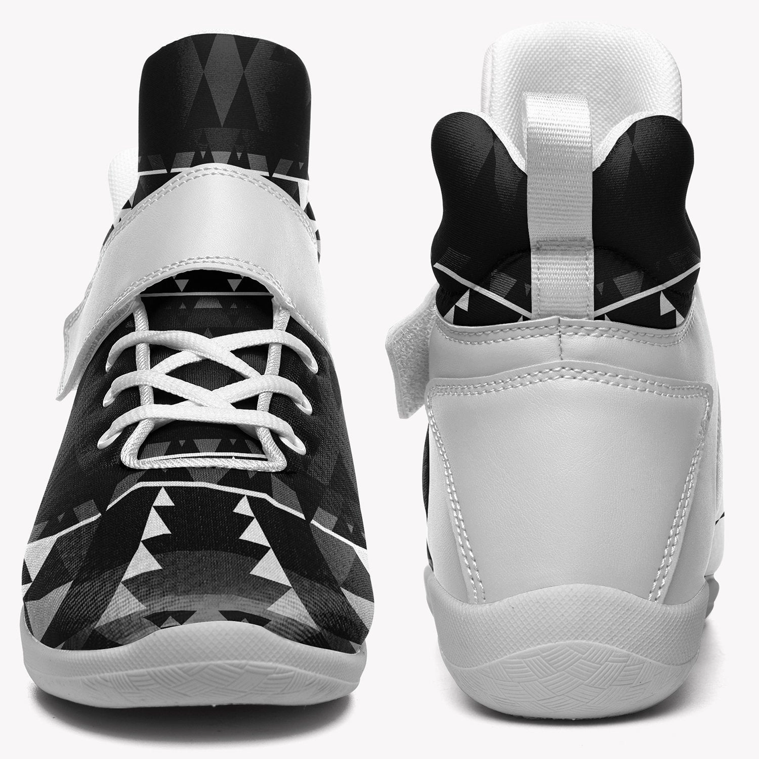 Grip For Basketball Shoes Writing on Stone Black and White Ipottaa Basketball / Sport High Top Shoes - White Sole