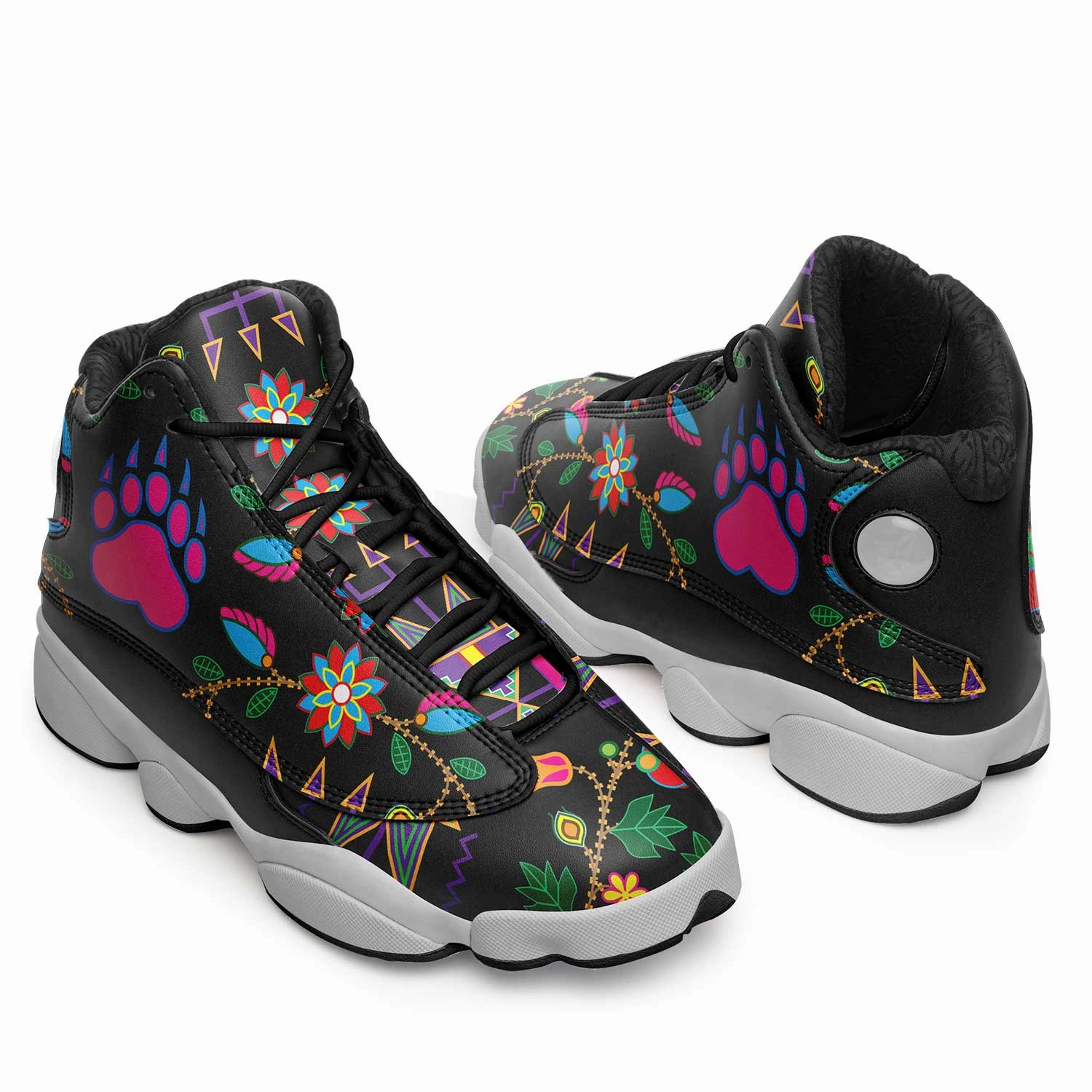 Light Up Basketball Shoes Geometric Floral Fall Isstsokini