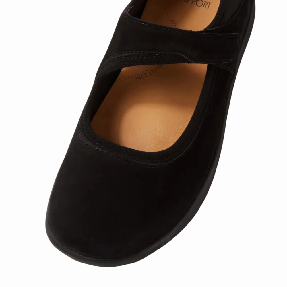 Fashion Mary Jane Shoes Ziera Silvani Black Nubuck Mary Jane (Women's)